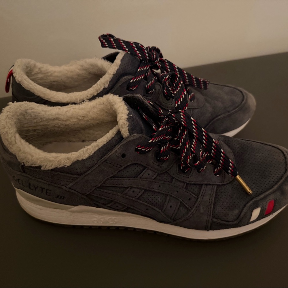 Kith for Asics Slip-On Shoe in Cream and Navy with Red Logo Accent